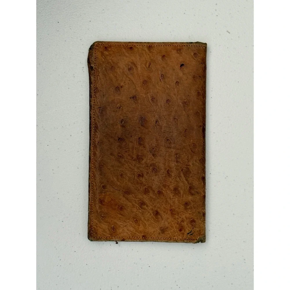 Vintage Lord & Taylor Ostrich Leather Checkbook Cover Wallet Made in England